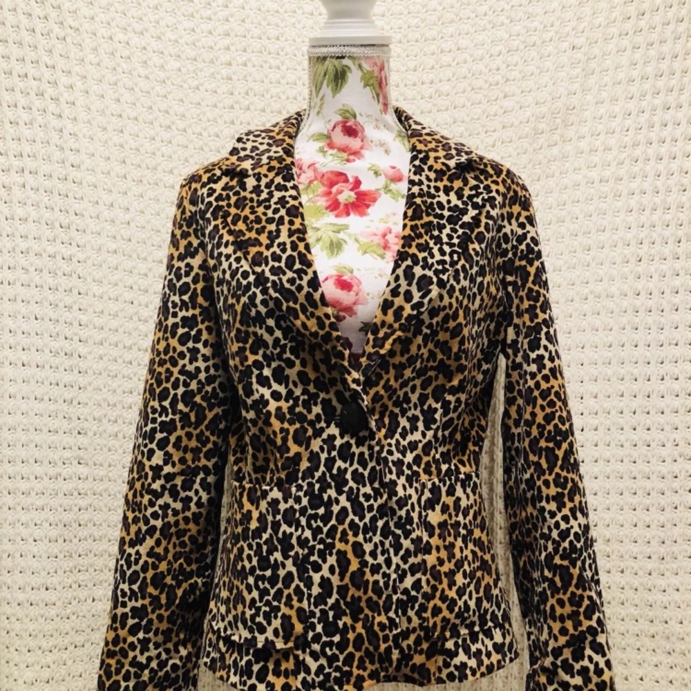 Larry Levine cheetah leopard print Blazer 8 Jacket